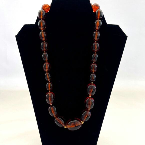 None and/or Unknown Jewelry - Stunning Vintage Art Deco Faux Baltic Amber Graduate Beaded Necklace